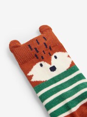 JoJo Maman Bébé Green Kids' 3-Pack Fox Socks - Image 2 of 2