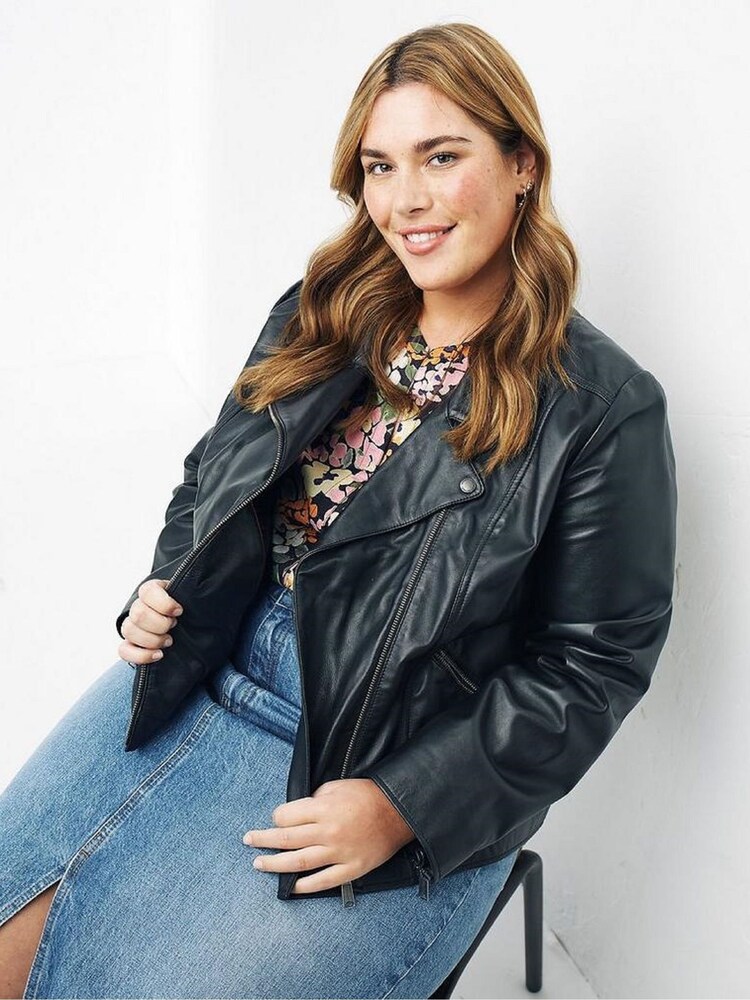 FatFace Black Leather Bethany Biker Jacket - Image 4 of 5