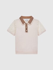 Reiss Pink Eliza 9-12 yrs Lace Back Polo - Image 2 of 6