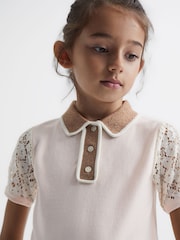 Reiss Pink Eliza 9-12 yrs Lace Back Polo - Image 4 of 6