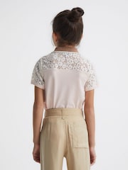 Reiss Pink Eliza 9-12 yrs Lace Back Polo - Image 5 of 6
