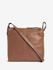 Tan Brown Leather Pocket Messenger Bag - Image 4 of 6
