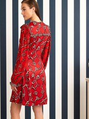 Celia Birtwell Red Mystic Daisy Long Sleeves Ruffle Trim Mini Dress - Image 3 of 5