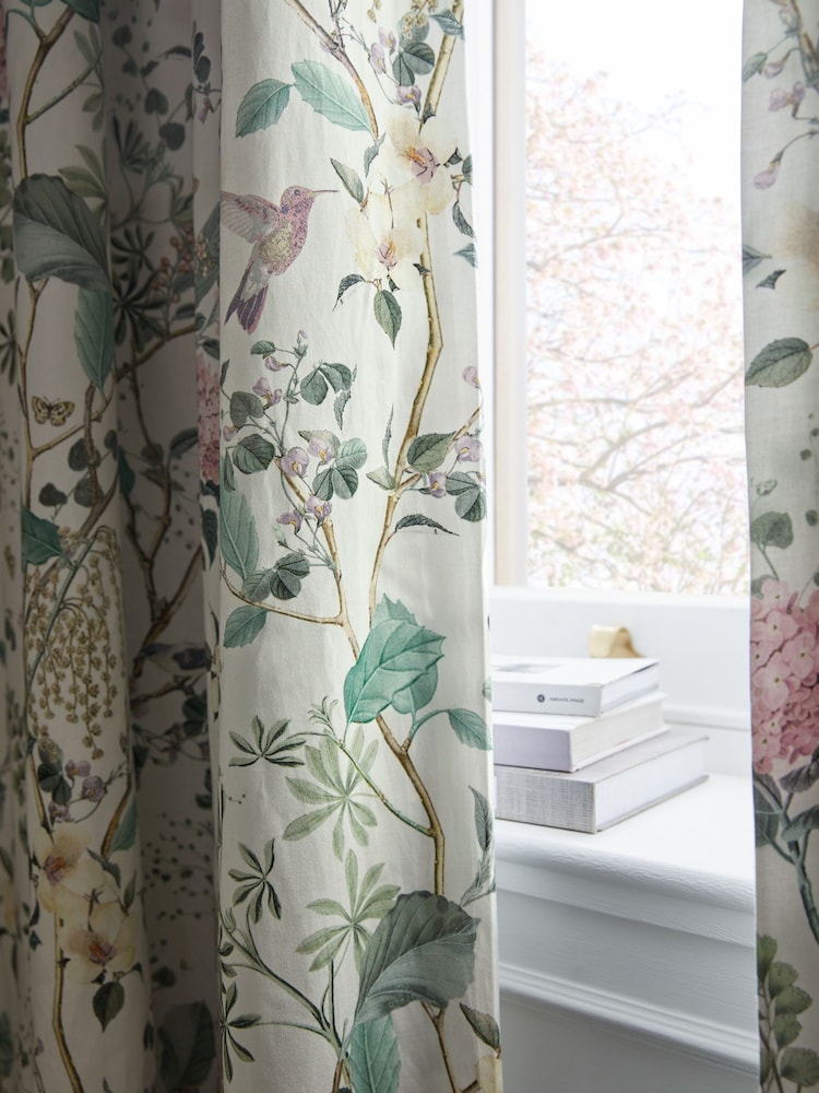 Natural Next Reflections Floral Pencil Pleat Blackout/Thermal Curtains - Image 1 of 6