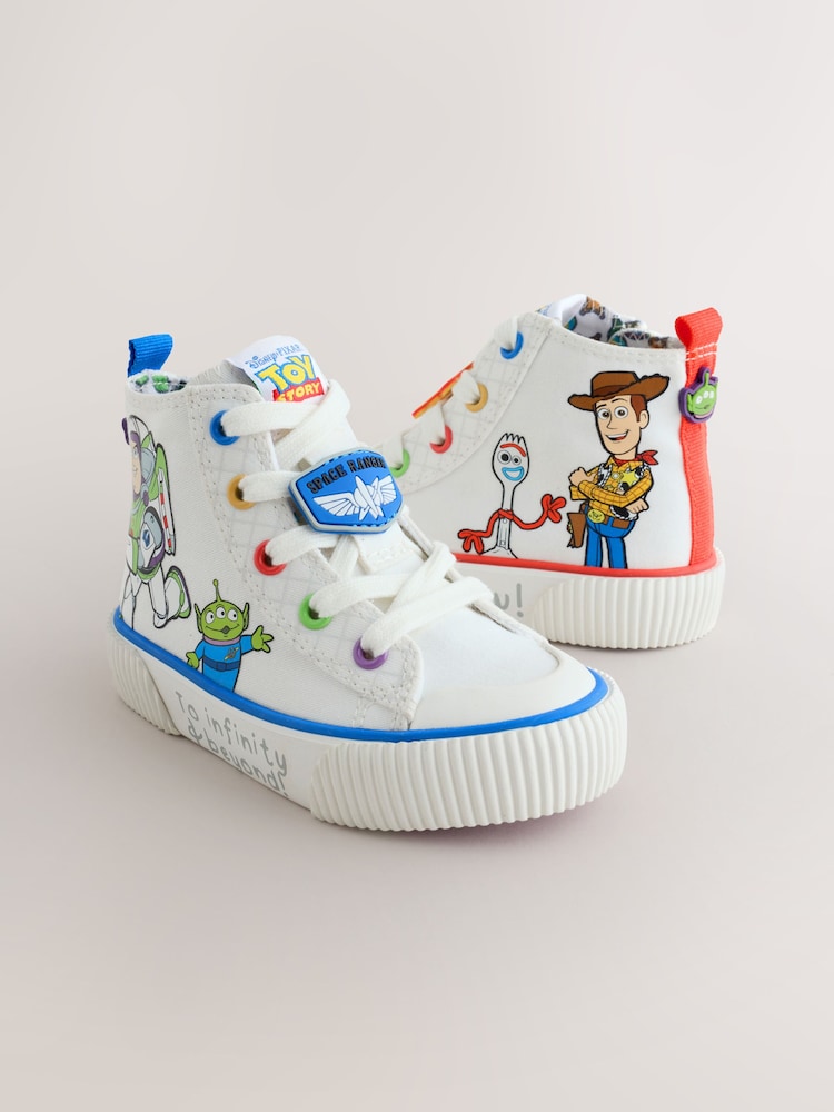 White Toy Story Lace up Hi-Top Trainers - Image 1 of 6 White Toy Story Lace up Hi-Top Trainers - Image 1 of 6