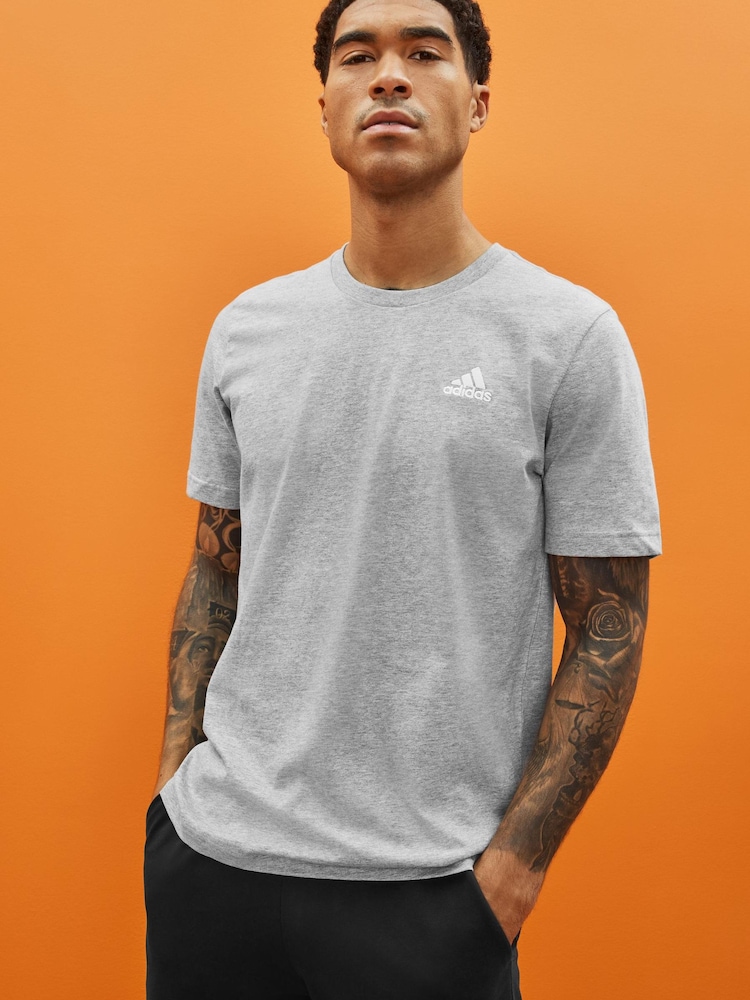 adidas Grey Essentials Single Jersey Embroidered Small Logo 100% Cotton T-Shirt - Image 1 of 5