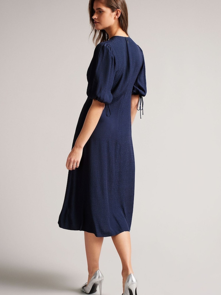Ted Baker Blue Jillia Asymmetric Tie Midi Dress - Image 2 of 5 Ted Baker Blue Jillia Asymmetric Tie Midi Dress - Image 2 of 5