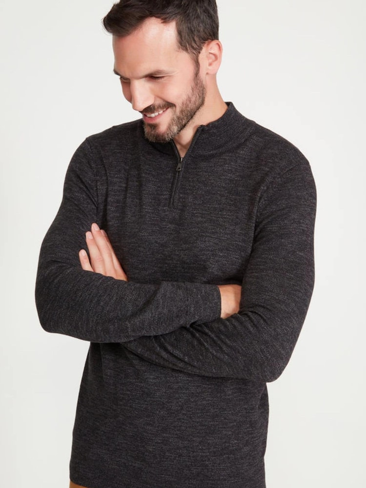 M&Co Grey Half Zip Knit Jumper - Image 1 of 5