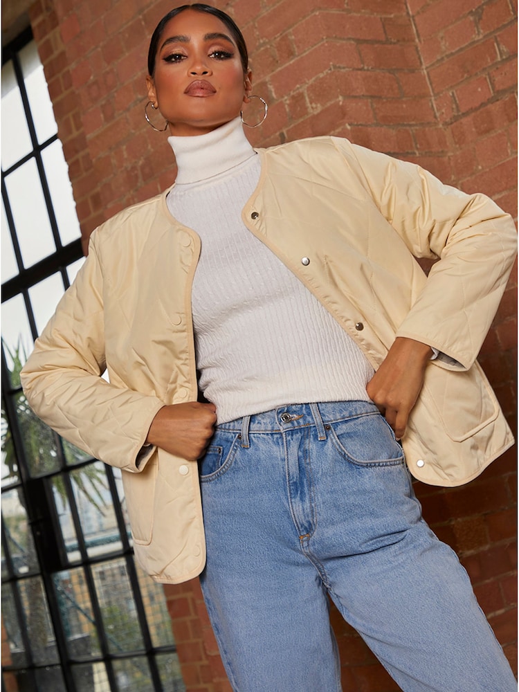 Chi Chi London Brown Reversible Quilted Short Jacket - Image 1 of 3