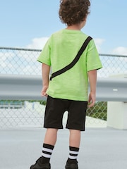 Green/Black Checkerboard Bumbag Short Sleeve T-Shirt And Shorts Set (3mths-7yrs) - Image 2 of 6