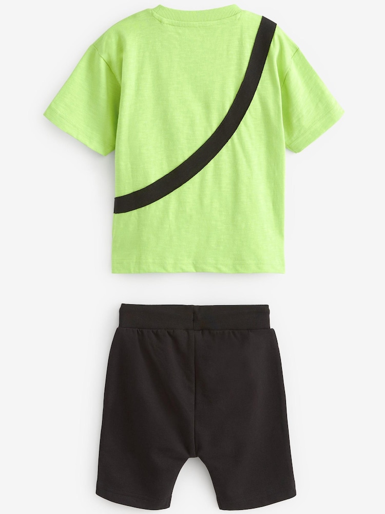 Green/Black Checkerboard Bumbag Short Sleeve T-Shirt And Shorts Set (3mths-7yrs) - Image 6 of 6