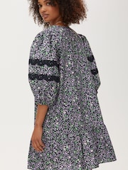 Oliver Bonas Black Ditsy Floral Print Black Mini Dress - Image 2 of 8