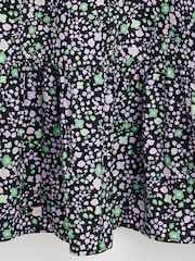 Oliver Bonas Black Ditsy Floral Print Black Mini Dress - Image 6 of 8