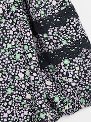 Oliver Bonas Black Ditsy Floral Print Black Mini Dress - Image 8 of 8