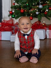 Emile Et Rose Shirt Trousers And Tartan Waistcoat 100% Cotton Christmas Set - Image 1 of 5
