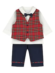 Emile Et Rose Shirt Trousers And Tartan Waistcoat 100% Cotton Christmas Set - Image 2 of 5