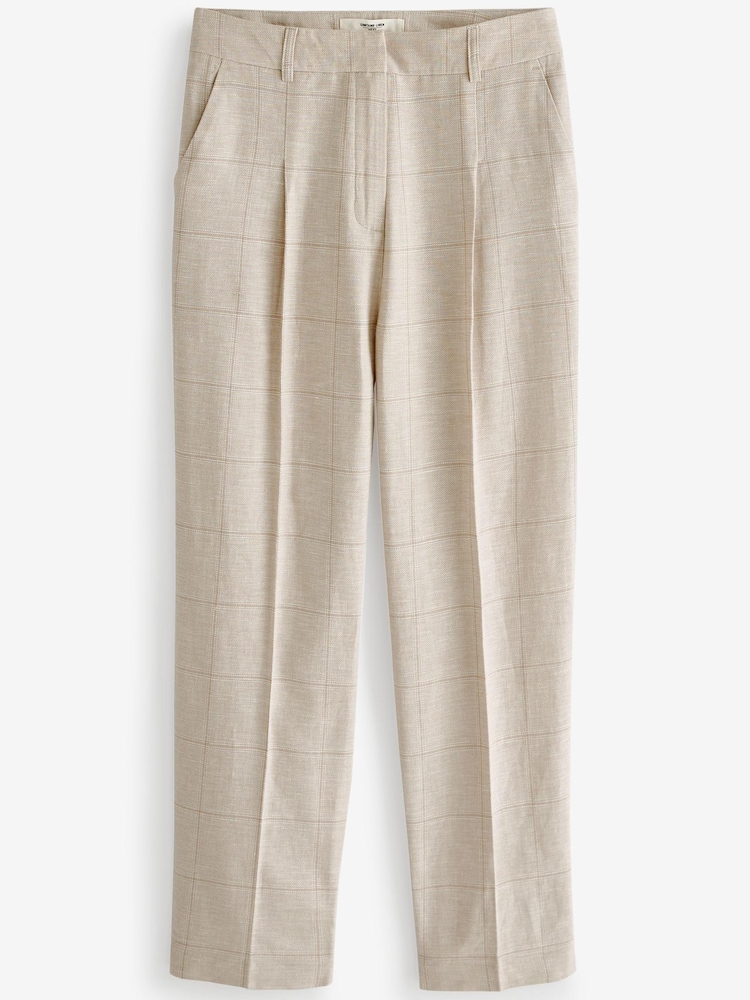 Natural Check Taper Leg Trousers With Linen - Image 3 of 3