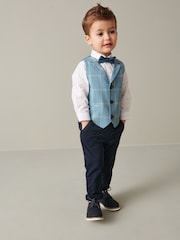Vérification bleue - Ensemble gilet avec chemises et nœud cravate (3mois-7ans) - Image 2 de 6