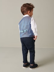 Vérification bleue - Ensemble gilet avec chemises et nœud cravate (3mois-7ans) - Image 3 de 6