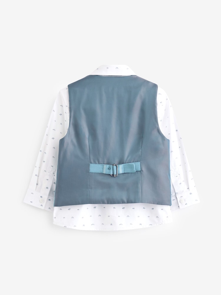 Vérification bleue - Ensemble gilet avec chemises et nœud cravate (3mois-7ans) - Image 6 de 6