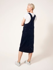 White Stuff Blue Emmie Organic Corduroy Midi Pinny Dress - Image 3 of 8