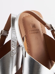 Silver Regular/Wide Fit Forever Comfort® Crossover Leather Sandals - Image 6 of 6