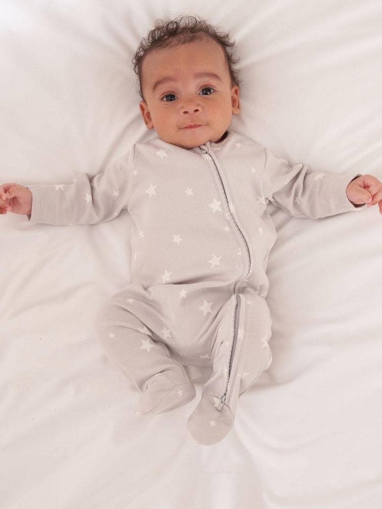 Truly Grey Star Baby Grow Without Collar - Image 1 of 4