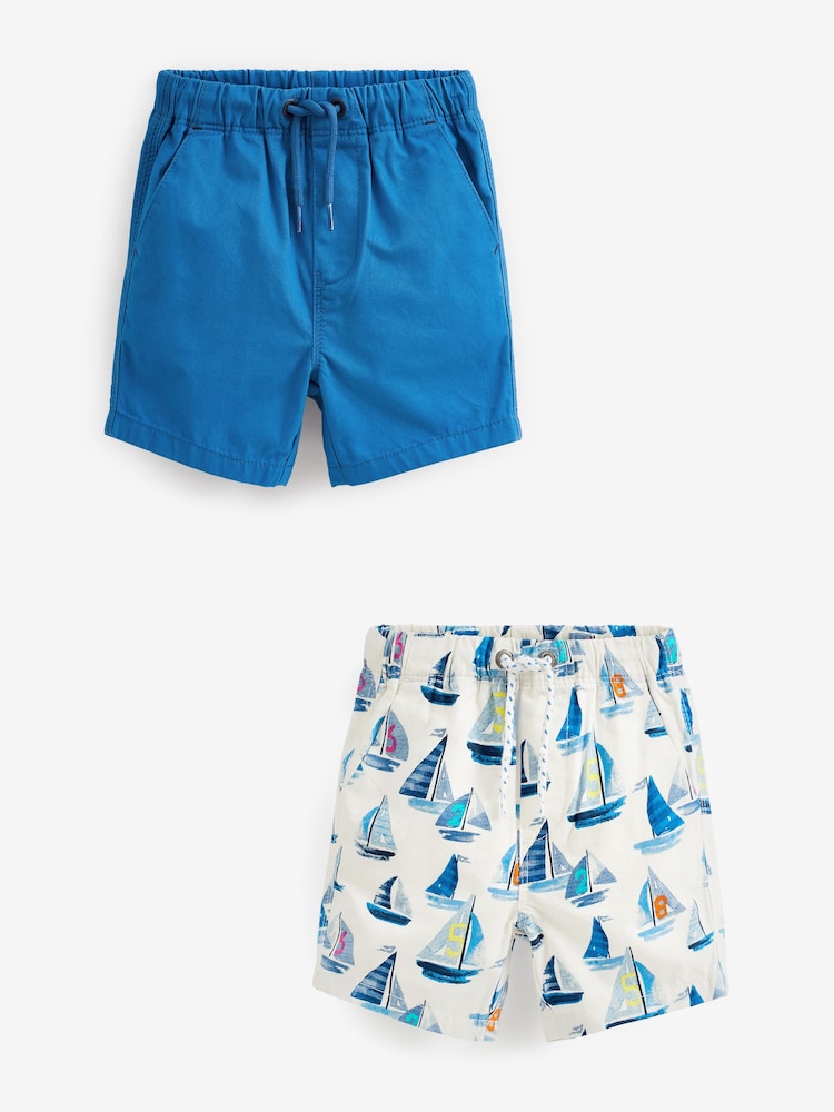 Blue Nautical Pull-On Shorts 2 Pack (3mths-7yrs) - Image 1 of 2 Blue Nautical Pull-On Shorts 2 Pack (3mths-7yrs) - Image 1 of 2