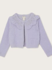Monsoon Purple Fluffy Gem Collar Bolero Cardigan - Image 1 of 3
