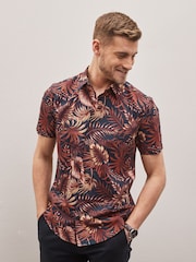 Marineblau/blau - Kurzarmhemd mit Hawaii-Muster - Bild 1 von 5