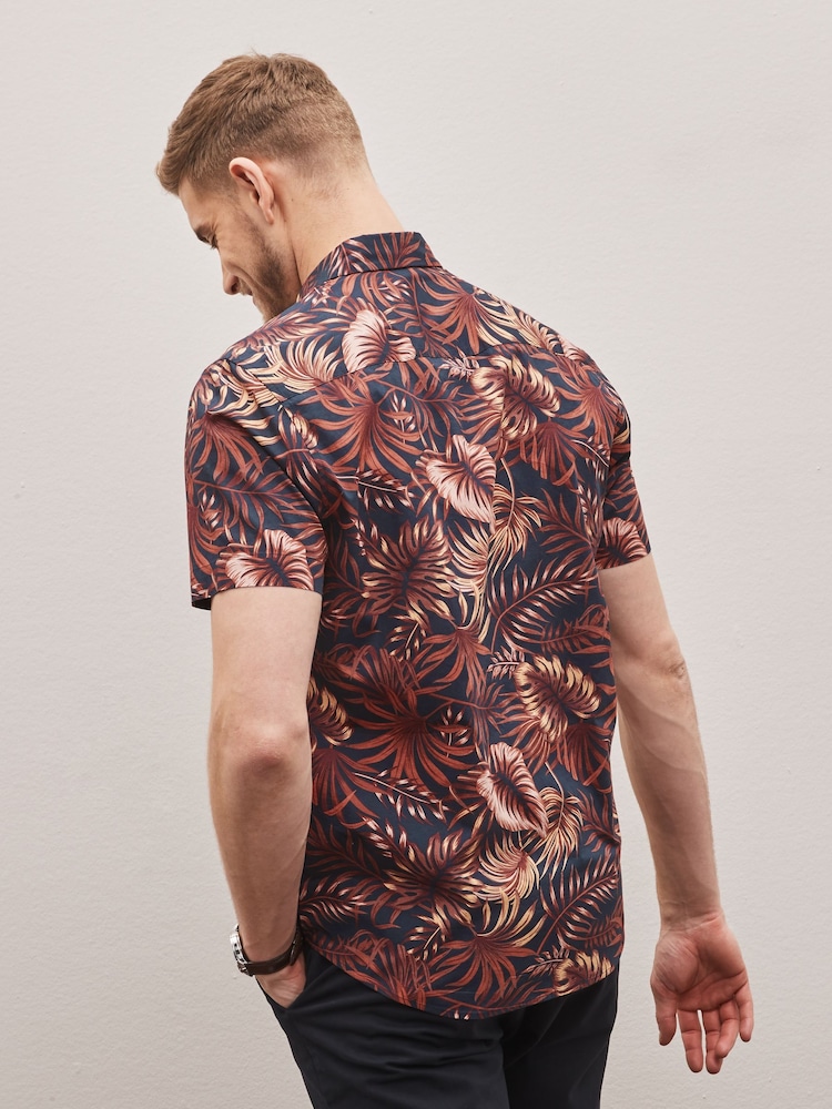 Bleu marine - Chemise Manche courte imprimée hawaïenne - Image 3 of 5