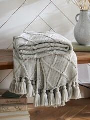Light Grey Soft Cable Knit Throw - Image 4 of 5