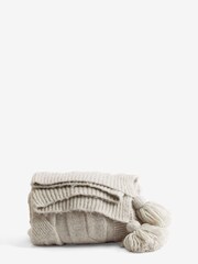 Light Grey Soft Cable Knit Throw - Image 5 of 5