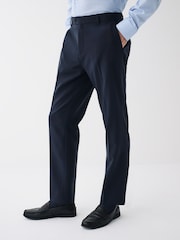 Navy Blue Tailored Fit Machine Washable Plain Front Smart Trousers - Image 3 of 9