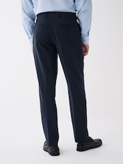 Navy Blue Tailored Fit Machine Washable Plain Front Smart Trousers - Image 4 of 9