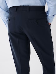 Navy Blue Tailored Fit Machine Washable Plain Front Smart Trousers - Image 5 of 9