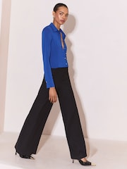 Lipsy Cobalt Blue Fitted Jersey Shirt - Image 2 of 5