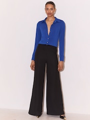 Lipsy Cobalt Blue Fitted Jersey Shirt - Image 4 of 5