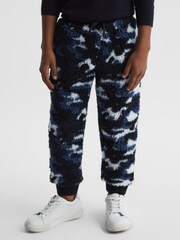 Reiss Blue Camo Deacon 4-9 yrs Camouflage Fleece Joggers - Image 1 of 7
