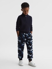 Reiss Blue Camo Deacon 4-9 yrs Camouflage Fleece Joggers - Image 3 of 7