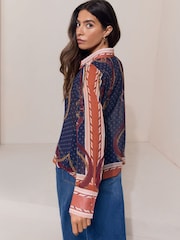 Lipsy Navy Chain Print Chiffon Printed Shirt - Image 5 of 5