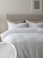 Catherine Lansfield White Lennon Stripe Duvet Cover Set - Image 1 of 3