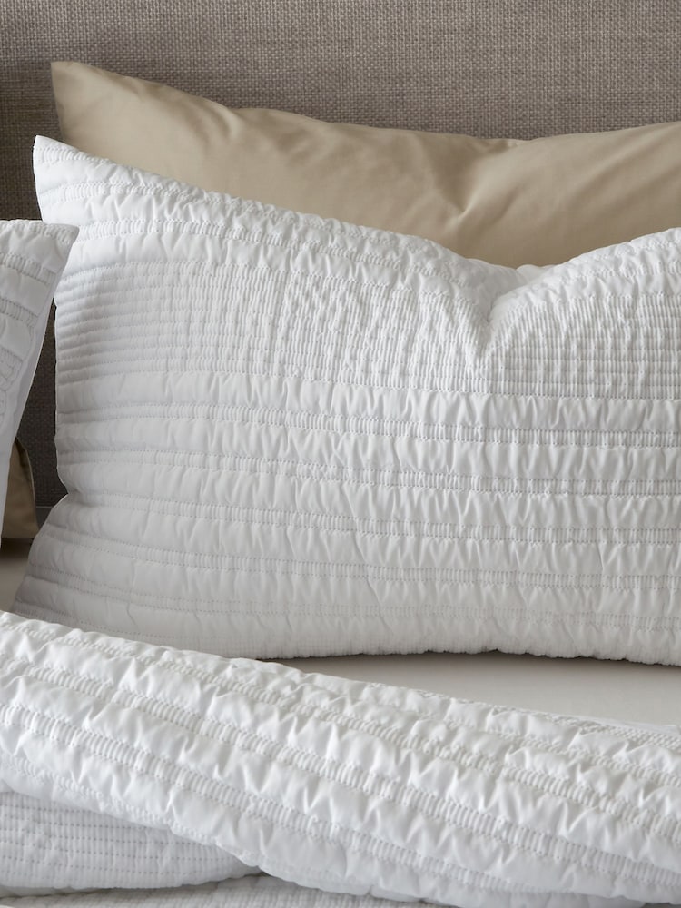 Catherine Lansfield White Lennon Stripe Duvet Cover Set - Image 2 of 3