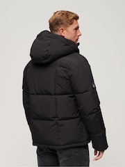 Superdry Black Hooded Box Quilt Puffer Coat Water-Repellent Jacket - Image 3 of 4