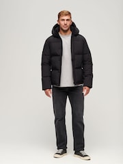 Superdry Black Hooded Box Quilt Puffer Coat Water-Repellent Jacket - Image 4 of 4