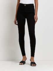 River Island Black Mid Rise Super Skinny Jeans - Image 1 of 6