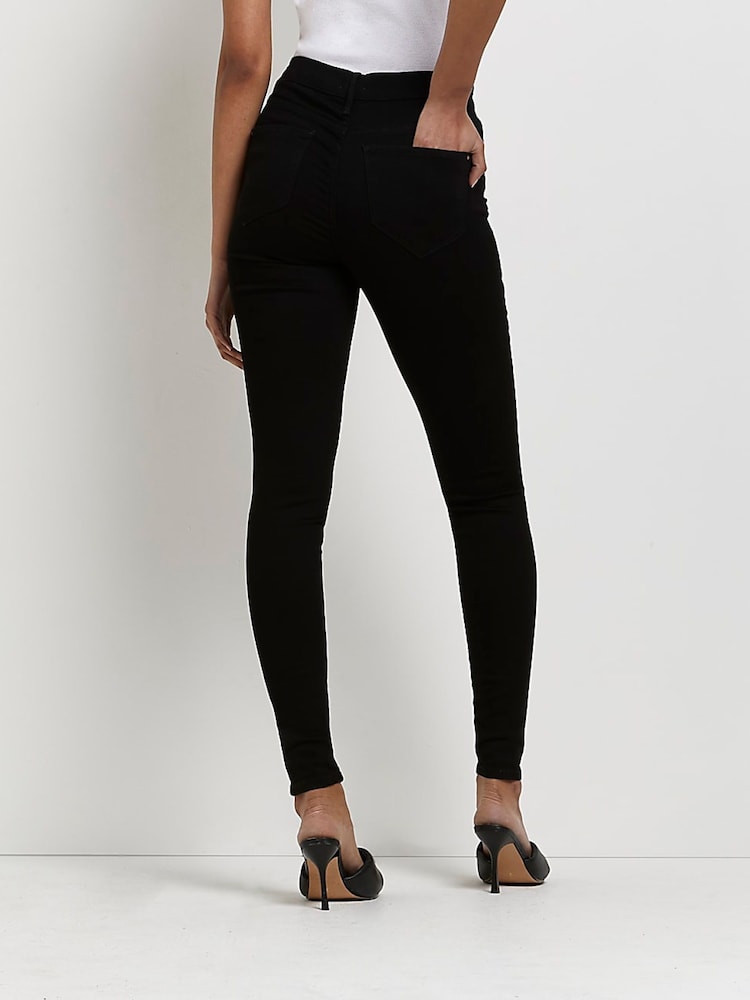 River Island Black Mid Rise Super Skinny Jeans - Image 2 of 6