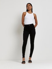 River Island Black Mid Rise Super Skinny Jeans - Image 3 of 6