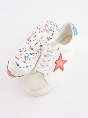 White Wide Fit Forever Comfort® Star Lace-Up Trainers - Image 4 of 7