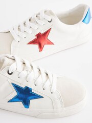 White Wide Fit Forever Comfort® Star Lace-Up Trainers - Image 6 of 7